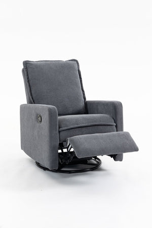 English Elm Short Plush Swivel Accent Chair with Manual Recline for Living Room or Bedroom W547P492627