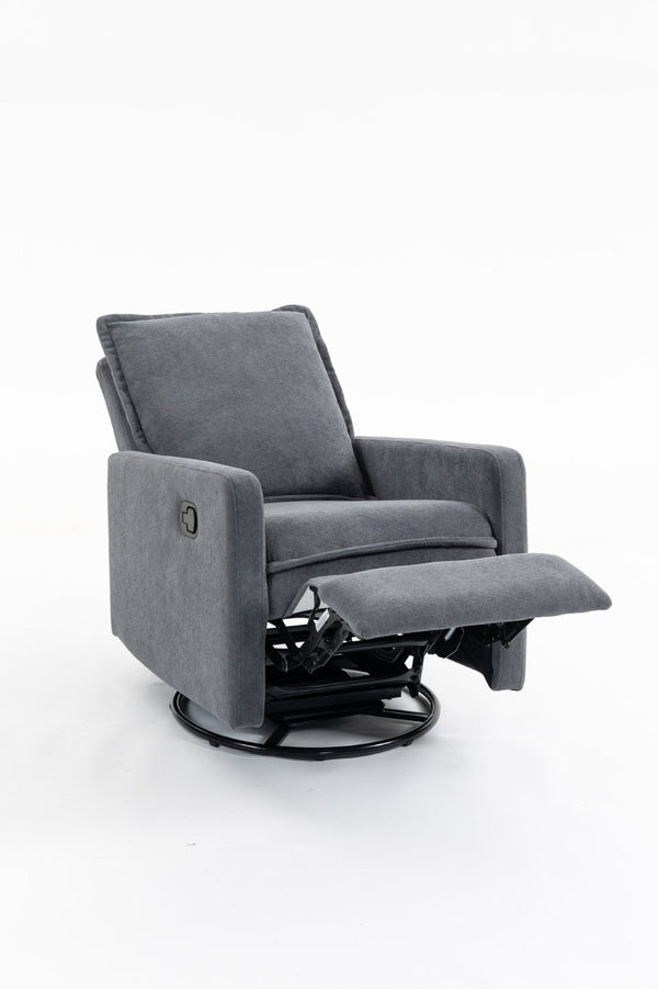 English Elm Short Plush Swivel Accent Chair with Manual Recline for Living Room or Bedroom W547P492627