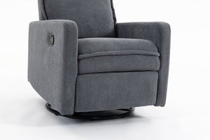 English Elm Short Plush Swivel Accent Chair with Manual Recline for Living Room or Bedroom W547P492627