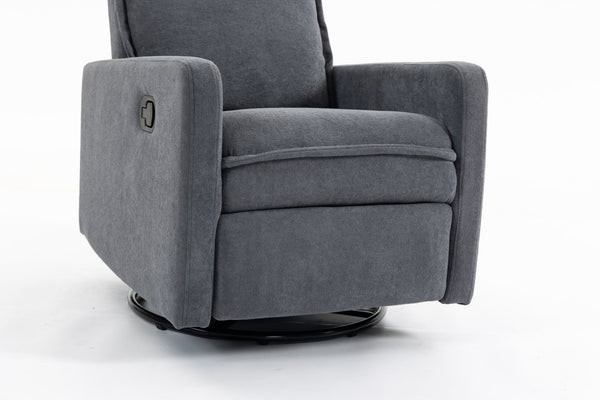 English Elm Short Plush Swivel Accent Chair with Manual Recline for Living Room or Bedroom W547P492627