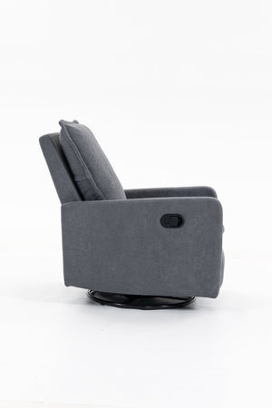 English Elm Short Plush Swivel Accent Chair with Manual Recline for Living Room or Bedroom W547P492627