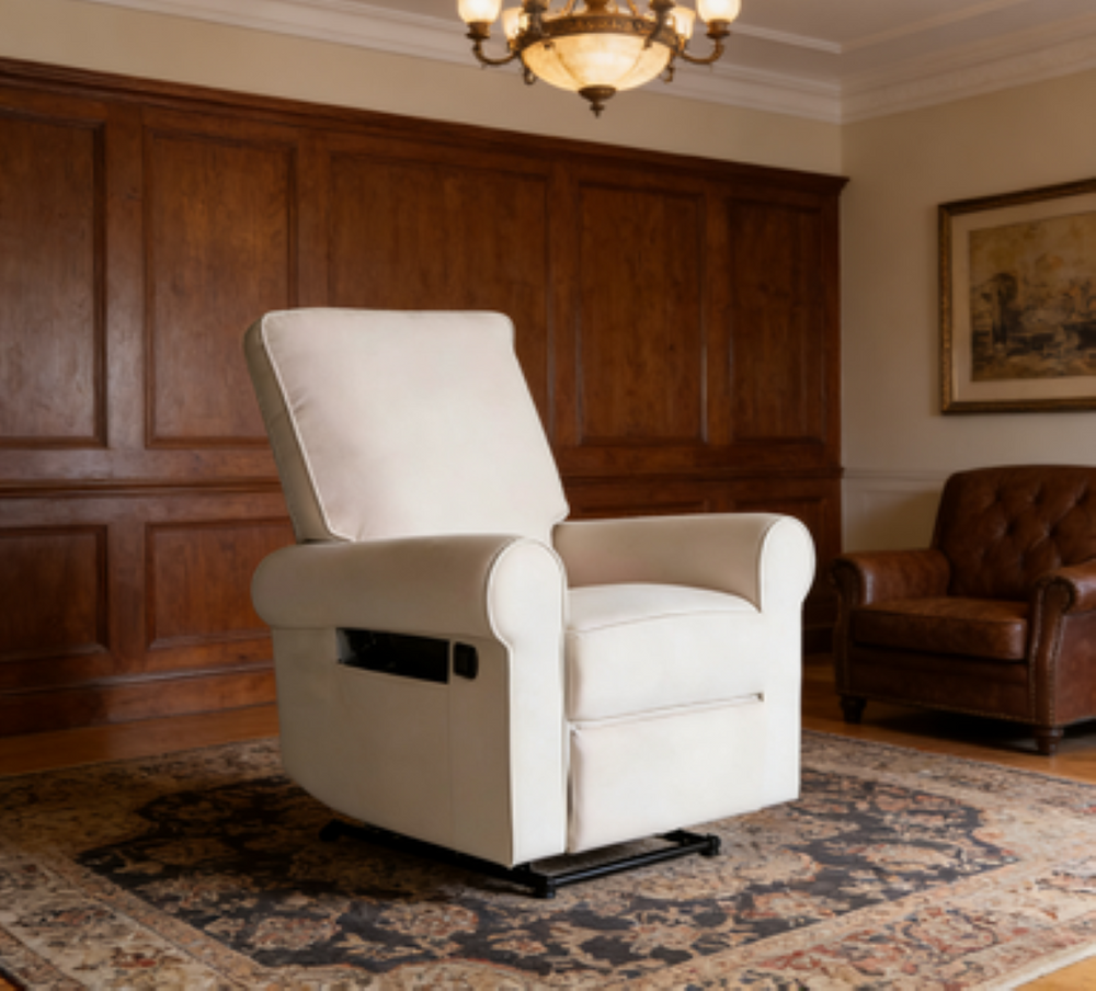 English Elm Manual Swivel Recliner Armchair with Button Tufted Plush Seat for Living Room W547P523307