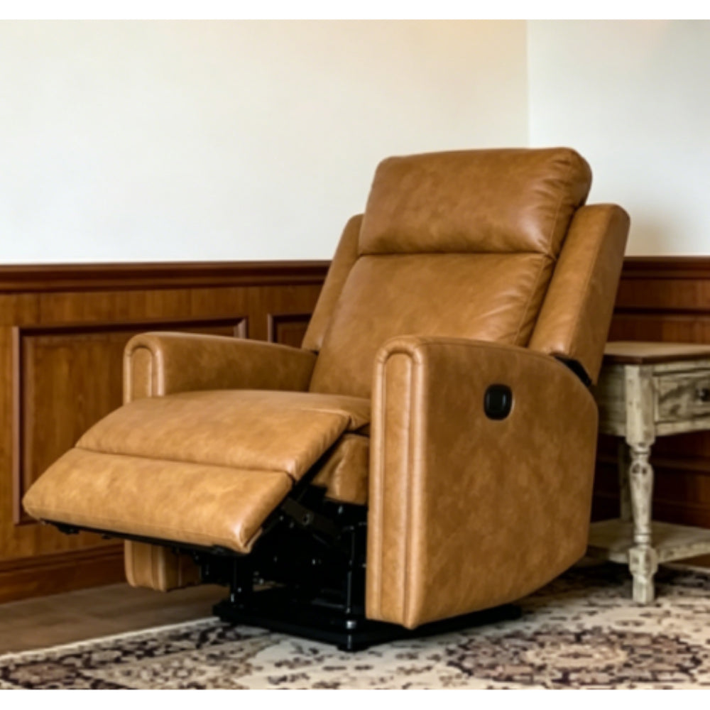 English Elm Manual Push Button Reclining Swivel Lounge Chair with Ergonomic High Density Foam Support W547P523334