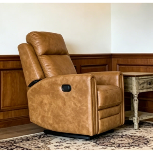 English Elm Manual Push Button Reclining Swivel Lounge Chair with Ergonomic High Density Foam Support W547P523334