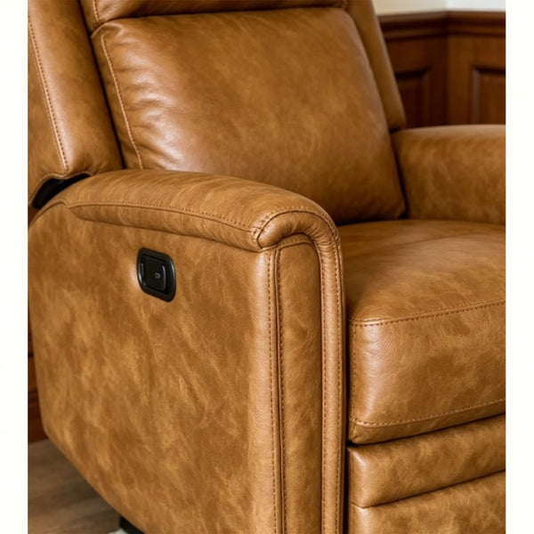 English Elm Manual Push Button Reclining Swivel Lounge Chair with Ergonomic High Density Foam Support W547P523334