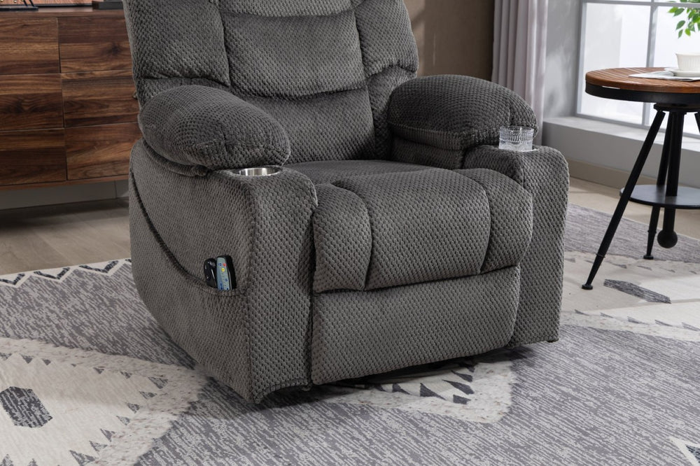 English Elm Ultra Plush Velvet Power Recliner with Massage Heat Lift Assist and Swivel Base W547P523454