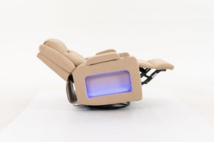 English Elm Extra Wide Velvet Power Recliner with Swivel Base Heat Massage and Usb Charging Camel W547S00104