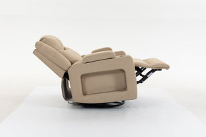 English Elm Extra Wide Velvet Power Recliner with Swivel Base Heat Massage and Usb Charging Camel W547S00104