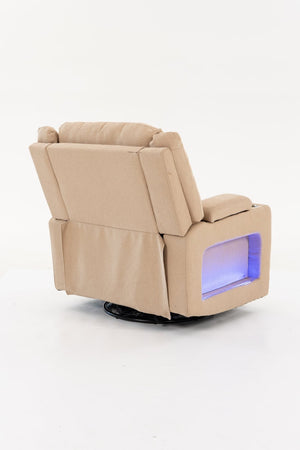 English Elm Extra Wide Velvet Power Recliner with Swivel Base Heat Massage and Usb Charging Camel W547S00104
