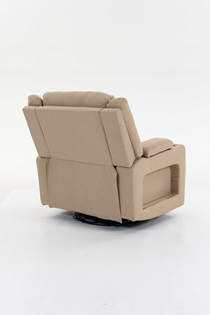 English Elm Extra Wide Velvet Power Recliner with Swivel Base Heat Massage and Usb Charging Camel W547S00104
