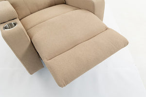 English Elm Extra Wide Velvet Power Recliner with Swivel Base Heat Massage and Usb Charging Camel W547S00104
