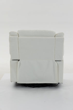 English Elm Extra Wide Velvet Power Recliner with Swivel Base Heat Massage and Usb Charging Cream W547S00105