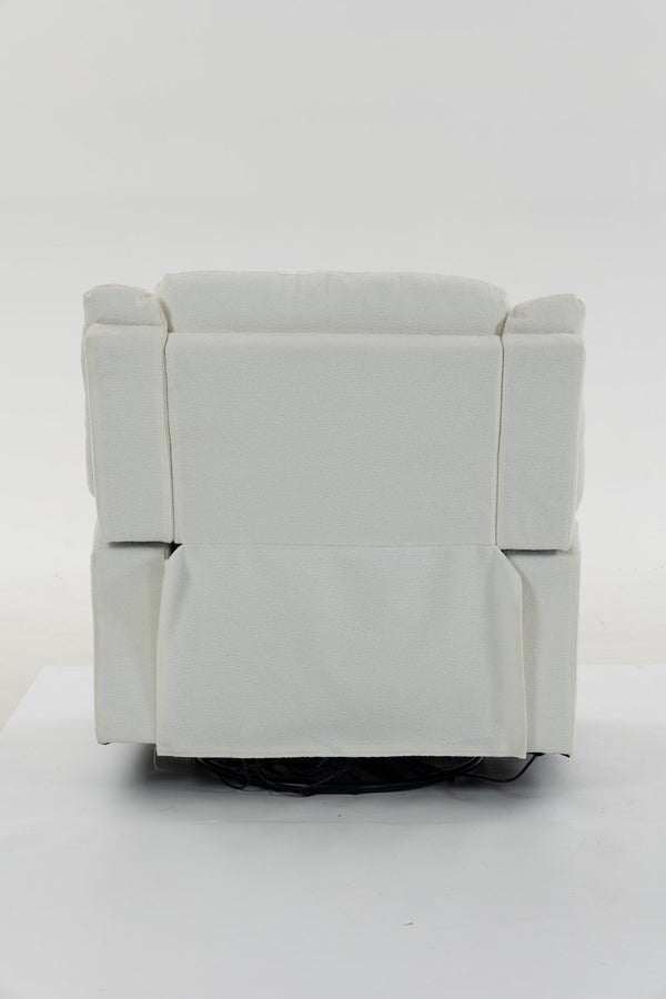 English Elm Extra Wide Velvet Power Recliner with Swivel Base Heat Massage and Usb Charging Cream W547S00105