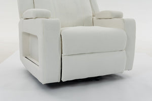English Elm Extra Wide Velvet Power Recliner with Swivel Base Heat Massage and Usb Charging Cream W547S00105
