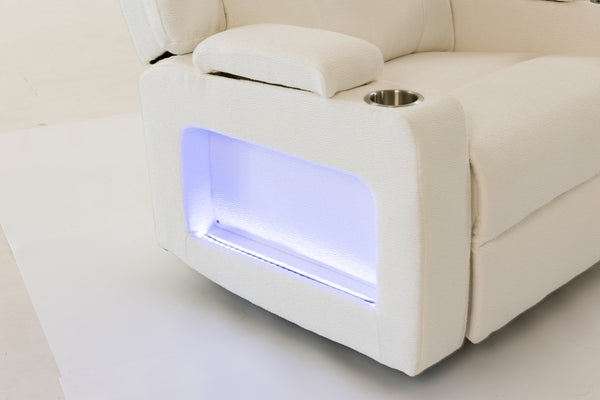 English Elm Extra Wide Velvet Power Recliner with Swivel Base Heat Massage and Usb Charging Cream W547S00105
