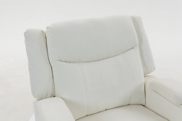 English Elm Extra Wide Velvet Power Recliner with Swivel Base Heat Massage and Usb Charging Cream W547S00105