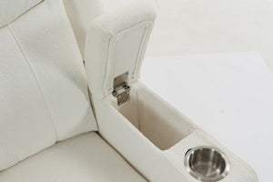 English Elm Extra Wide Velvet Power Recliner with Swivel Base Heat Massage and Usb Charging Cream W547S00105