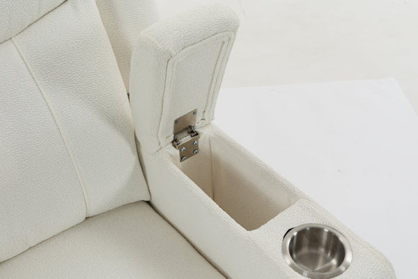 English Elm Extra Wide Velvet Power Recliner with Swivel Base Heat Massage and Usb Charging Cream W547S00105