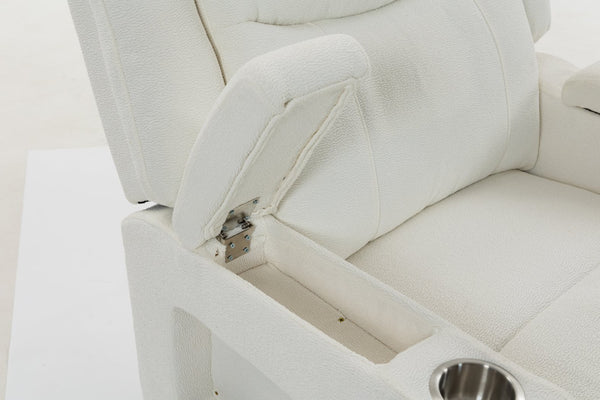 English Elm Extra Wide Velvet Power Recliner with Swivel Base Heat Massage and Usb Charging Cream W547S00105