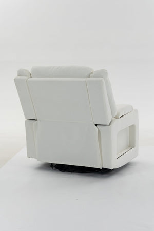 English Elm Extra Wide Velvet Power Recliner with Swivel Base Heat Massage and Usb Charging Cream W547S00105