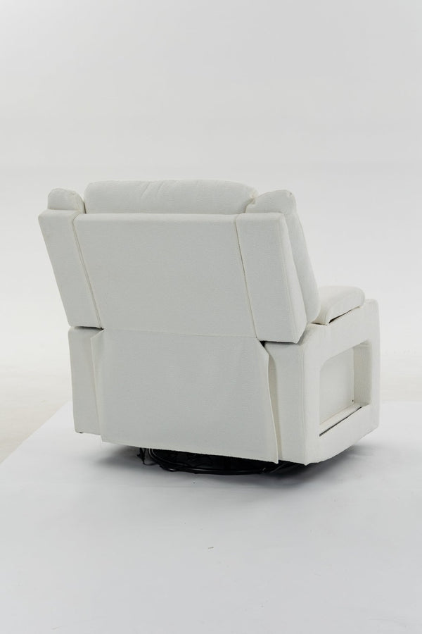 English Elm Extra Wide Velvet Power Recliner with Swivel Base Heat Massage and Usb Charging Cream W547S00105