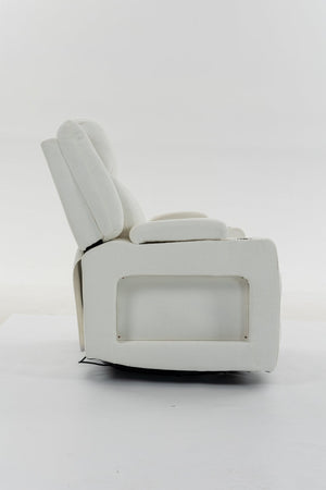 English Elm Extra Wide Velvet Power Recliner with Swivel Base Heat Massage and Usb Charging Cream W547S00105