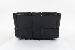 English Elm Artificial Leather Power Reclining Sofa Set with Retro Curves and Matching Coffee Table Black W547S00110