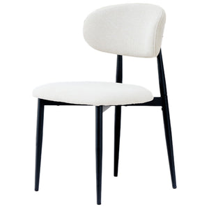 English Elm Fabric Upholstered Dining Chairs Set of 2 with Matte Black Metal Legs Modern Kitchen Beige W5501P500488
