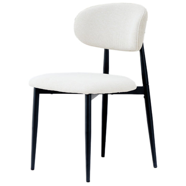 English Elm Fabric Upholstered Dining Chairs Set of 2 with Matte Black Metal Legs Modern Kitchen Beige W5501P500488