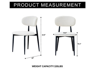 English Elm Fabric Upholstered Dining Chairs Set of 2 with Matte Black Metal Legs Modern Kitchen Beige W5501P500488