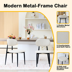 English Elm Fabric Upholstered Dining Chairs Set of 2 with Matte Black Metal Legs Modern Kitchen Beige W5501P500488