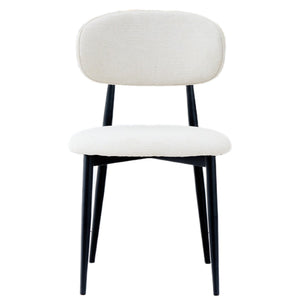 English Elm Fabric Upholstered Dining Chairs Set of 2 with Matte Black Metal Legs Modern Kitchen Beige W5501P500488