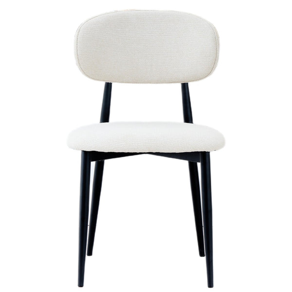English Elm Fabric Upholstered Dining Chairs Set of 2 with Matte Black Metal Legs Modern Kitchen Beige W5501P500488