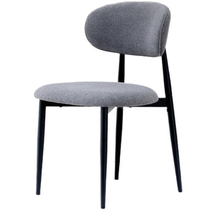 English Elm Fabric Upholstered Dining Chairs Set of 2 with Matte Black Metal Legs Modern Kitchen Grey W5501P500491