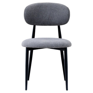 English Elm Fabric Upholstered Dining Chairs Set of 2 with Matte Black Metal Legs Modern Kitchen Grey W5501P500491