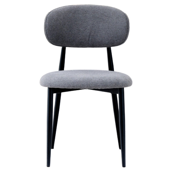 English Elm Fabric Upholstered Dining Chairs Set of 2 with Matte Black Metal Legs Modern Kitchen Grey W5501P500491