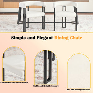 English Elm Upholstered Dining Accent Chairs Set of 2 Fabric Cushioned Semicircular Arm Matte Black Frame Beige W5501P509427