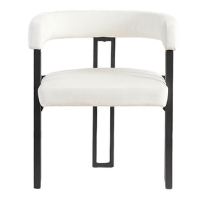 English Elm Upholstered Dining Accent Chairs Set of 2 Fabric Cushioned Semicircular Arm Matte Black Frame Beige W5501P509427