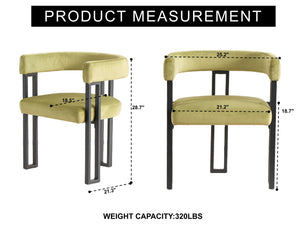 English Elm Upholstered Dining Accent Chairs Set of 2 Fabric Cushioned Semicircular Arm Matte Black Frame Green W5501P509428