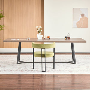 English Elm Upholstered Dining Accent Chairs Set of 2 Fabric Cushioned Semicircular Arm Matte Black Frame Green W5501P509428