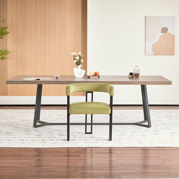 English Elm Upholstered Dining Accent Chairs Set of 2 Fabric Cushioned Semicircular Arm Matte Black Frame Green W5501P509428