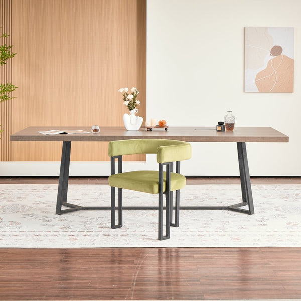 English Elm Upholstered Dining Accent Chairs Set of 2 Fabric Cushioned Semicircular Arm Matte Black Frame Green W5501P509428
