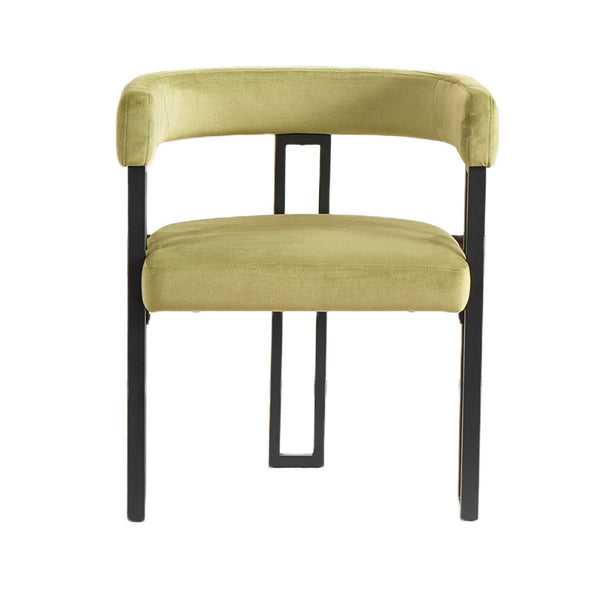 English Elm Upholstered Dining Accent Chairs Set of 2 Fabric Cushioned Semicircular Arm Matte Black Frame Green W5501P509428