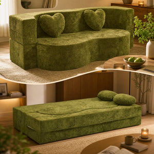 English Elm Heart-shaped Convertible Sofa Bed Sculptural Sponge Fill Lounge for Studio Apartments W5502P516737