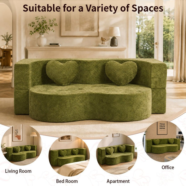 English Elm Heart-shaped Convertible Sofa Bed Sculptural Sponge Fill Lounge for Studio Apartments W5502P516737