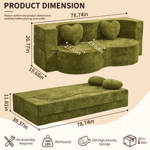 English Elm Heart-shaped Convertible Sofa Bed Sculptural Sponge Fill Lounge for Studio Apartments W5502P516737