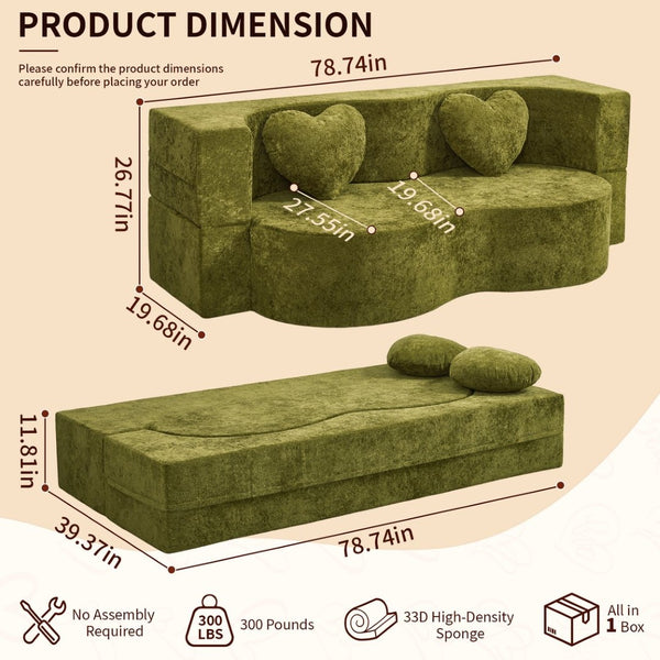 English Elm Heart-shaped Convertible Sofa Bed Sculptural Sponge Fill Lounge for Studio Apartments W5502P516737
