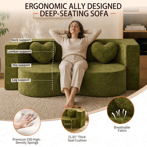English Elm Heart-shaped Convertible Sofa Bed Sculptural Sponge Fill Lounge for Studio Apartments W5502P516737