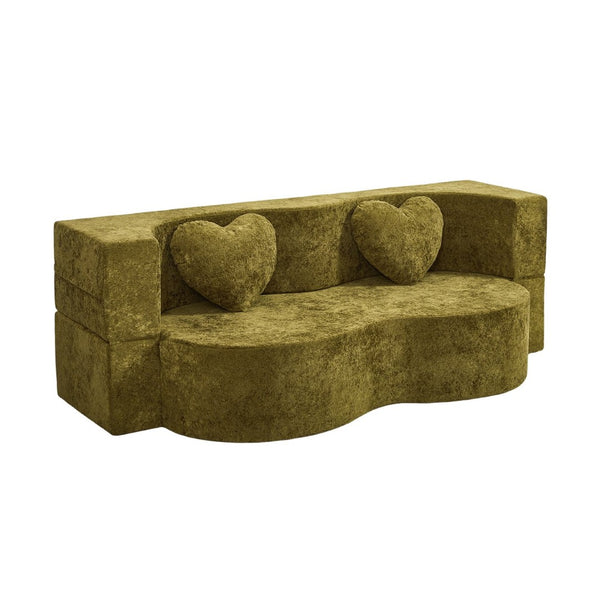 English Elm Heart-shaped Convertible Sofa Bed Sculptural Sponge Fill Lounge for Studio Apartments W5502P516737
