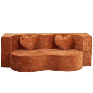English Elm Heart-shaped Convertible Sofa Bed Sponge Fill Sculptural Lounge for Studio Apartment Brown W5502P516738